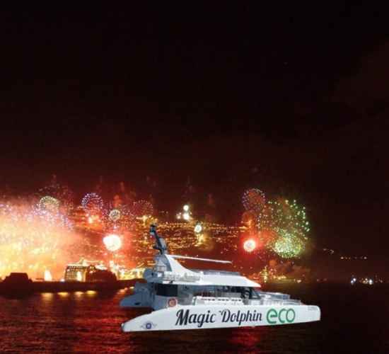 Watching Madeira New Year Fire Works display from the Ocean