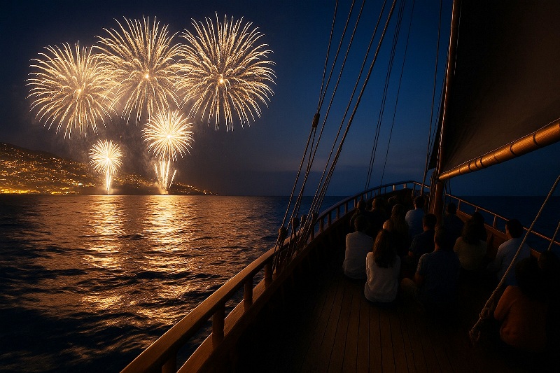 Atlantic Festival Spectacular Fireworks Cruise on Sailing Boat