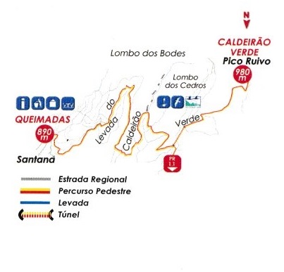 Levada Caldeirao Verde Hiking Trail Map