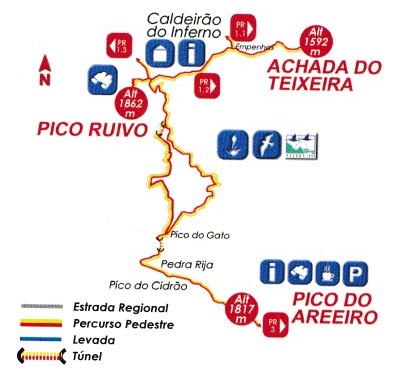 Pico Areeiro to Pico Ruivo Hike Map