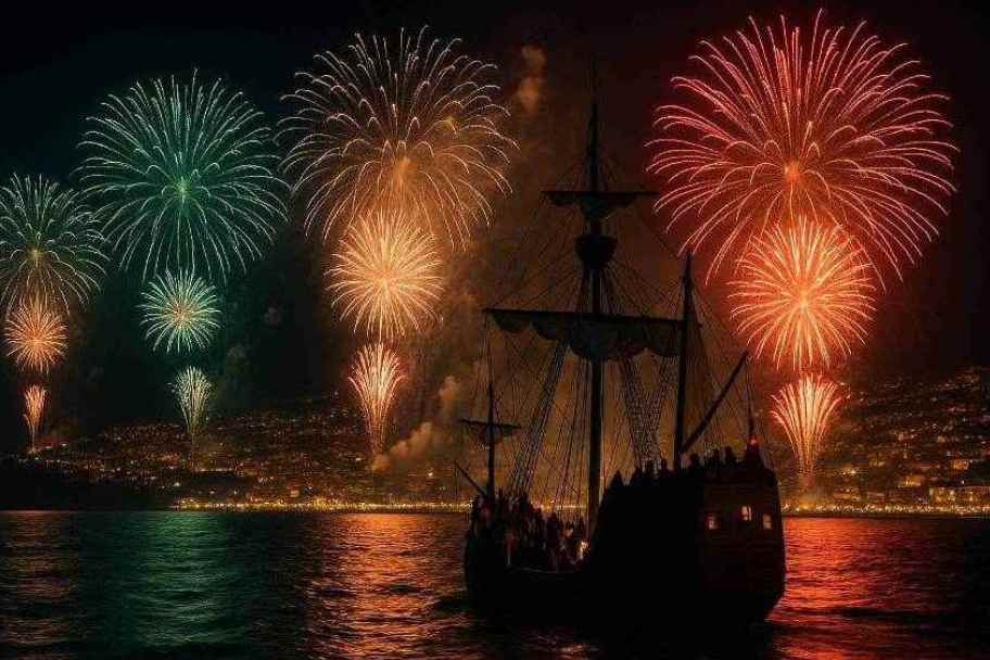 Santa Maria Fireworks from the Sea Madeira