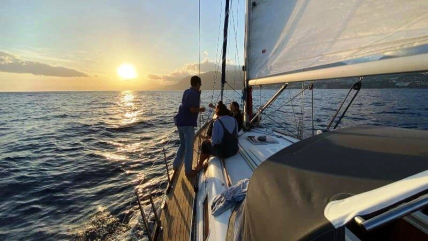 Sunset on a Private Sailing Charter from Funchal