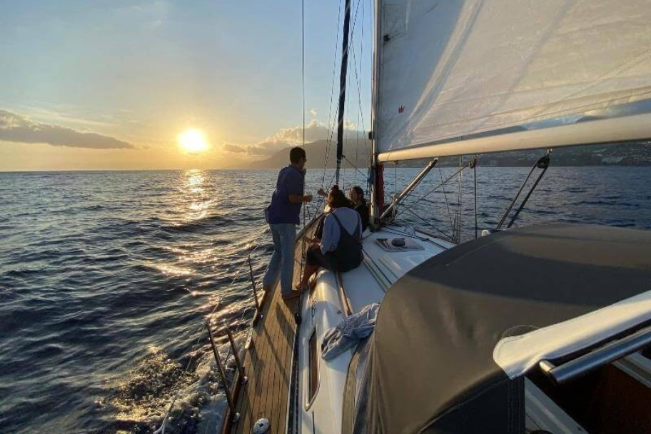 Sunset on a Private Sailing Charter from Funchal